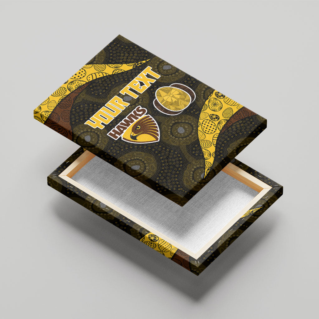 Personalized Hawks Football Canvas Wall Art Easter Egg Pattern Brown Gold Tribal Dot Art Style