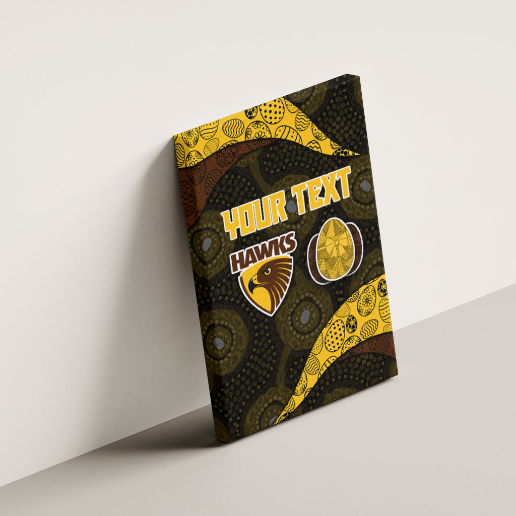 Personalized Hawks Football Canvas Wall Art Easter Egg Pattern Brown Gold Tribal Dot Art Style