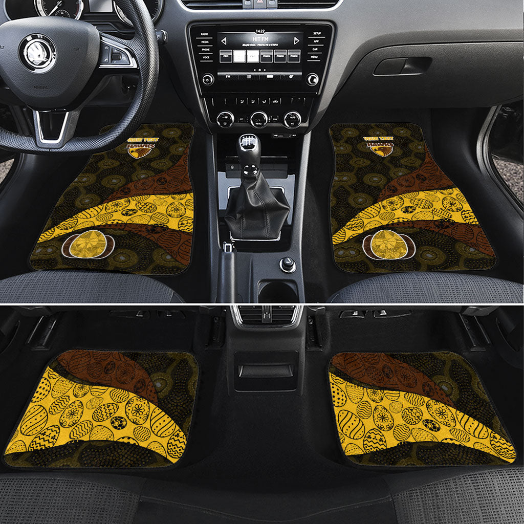 Personalized Hawks Football Car Mats Easter Egg Pattern Brown Gold Tribal Dot Art Style