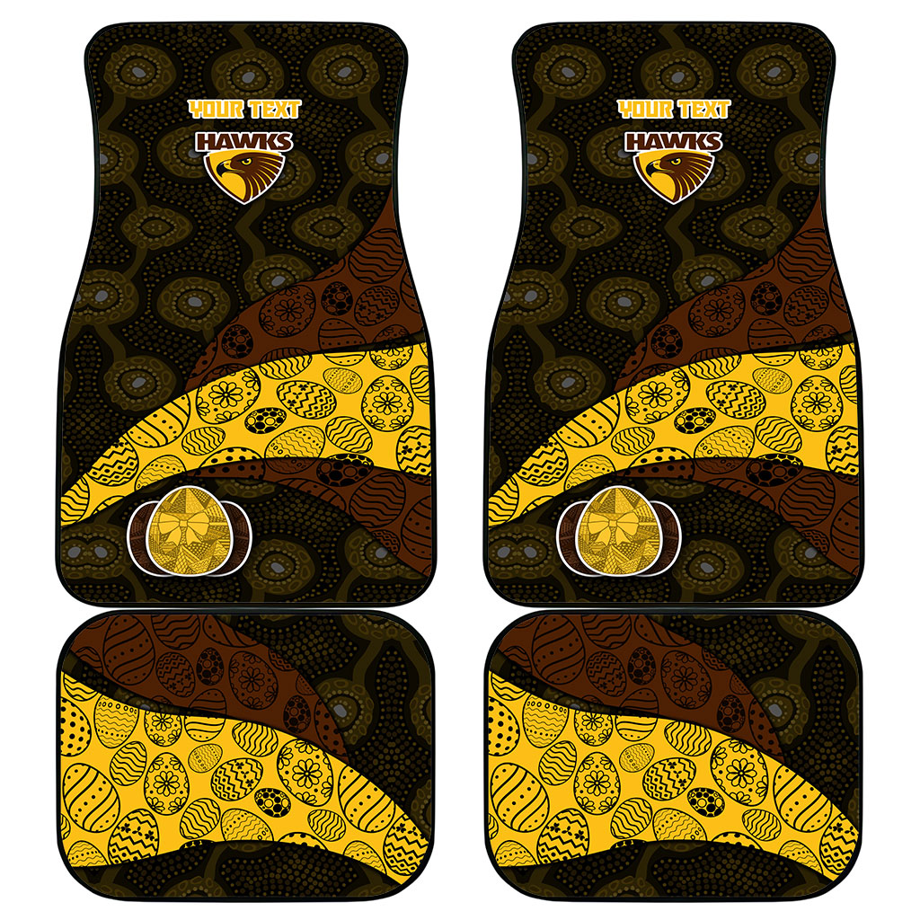 Personalized Hawks Football Car Mats Easter Egg Pattern Brown Gold Tribal Dot Art Style
