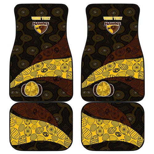 Personalized Hawks Football Car Mats Easter Egg Pattern Brown Gold Tribal Dot Art Style