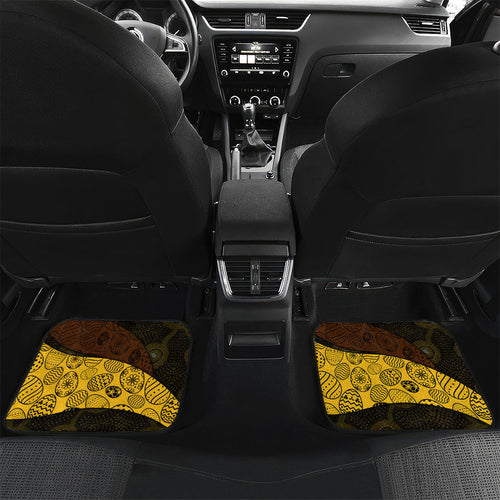 Personalized Hawks Football Car Mats Easter Egg Pattern Brown Gold Tribal Dot Art Style