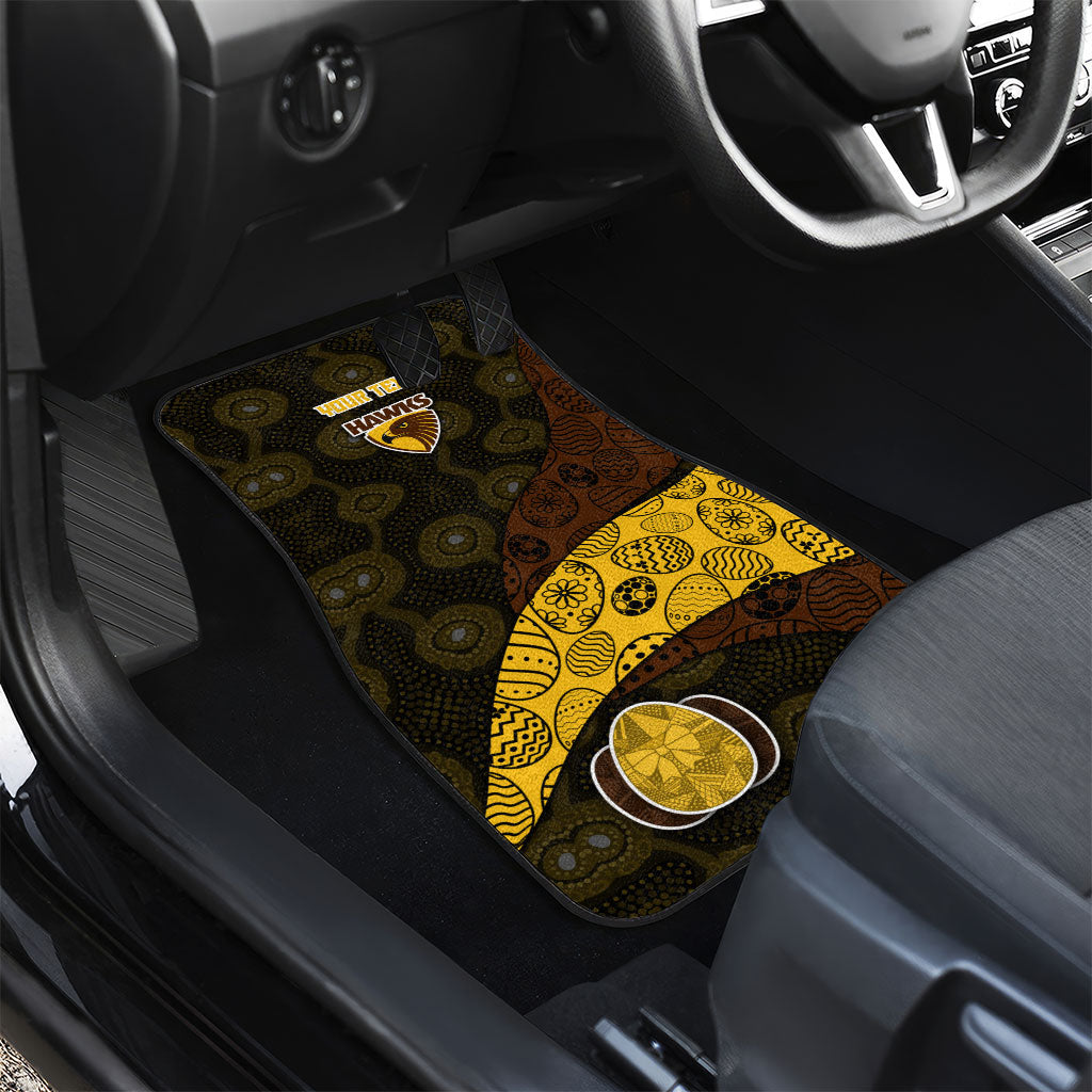 Personalized Hawks Football Car Mats Easter Egg Pattern Brown Gold Tribal Dot Art Style