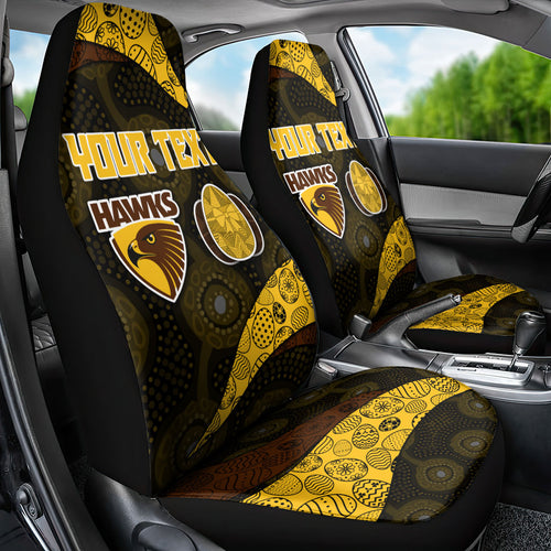 Personalized Hawks Football Car Seat Cover Easter Egg Pattern Brown Gold Tribal Dot Art Style