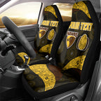 Personalized Hawks Football Car Seat Cover Easter Egg Pattern Brown Gold Tribal Dot Art Style