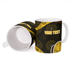 Personalized Hawks Football Ceramic Mug Easter Egg Pattern Brown Gold Tribal Dot Art Style