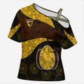 Personalized Hawks Football Cross Shoulder Shirt Easter Egg Pattern Brown Gold Tribal Dot Art Style