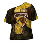 Personalized Hawks Football Cross Shoulder Shirt Easter Egg Pattern Brown Gold Tribal Dot Art Style
