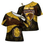 Personalized Hawks Football Cross Shoulder Shirt Easter Egg Pattern Brown Gold Tribal Dot Art Style