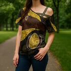Personalized Hawks Football Cross Shoulder Shirt Easter Egg Pattern Brown Gold Tribal Dot Art Style