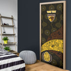 Personalized Hawks Football Door Cover Easter Egg Pattern Brown Gold Tribal Dot Art Style