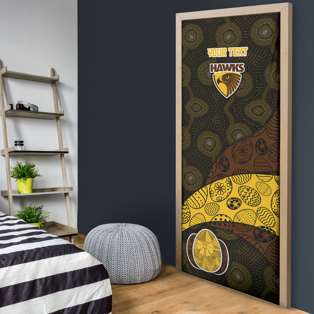 Personalized Hawks Football Door Cover Easter Egg Pattern Brown Gold Tribal Dot Art Style
