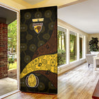 Personalized Hawks Football Door Cover Easter Egg Pattern Brown Gold Tribal Dot Art Style