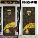 Personalized Hawks Football Door Cover Easter Egg Pattern Brown Gold Tribal Dot Art Style