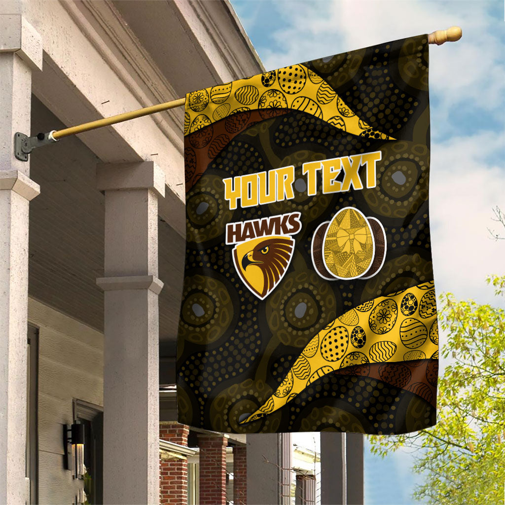 Personalized Hawks Football Garden Flag Easter Egg Pattern Brown Gold Tribal Dot Art Style