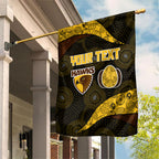 Personalized Hawks Football Garden Flag Easter Egg Pattern Brown Gold Tribal Dot Art Style