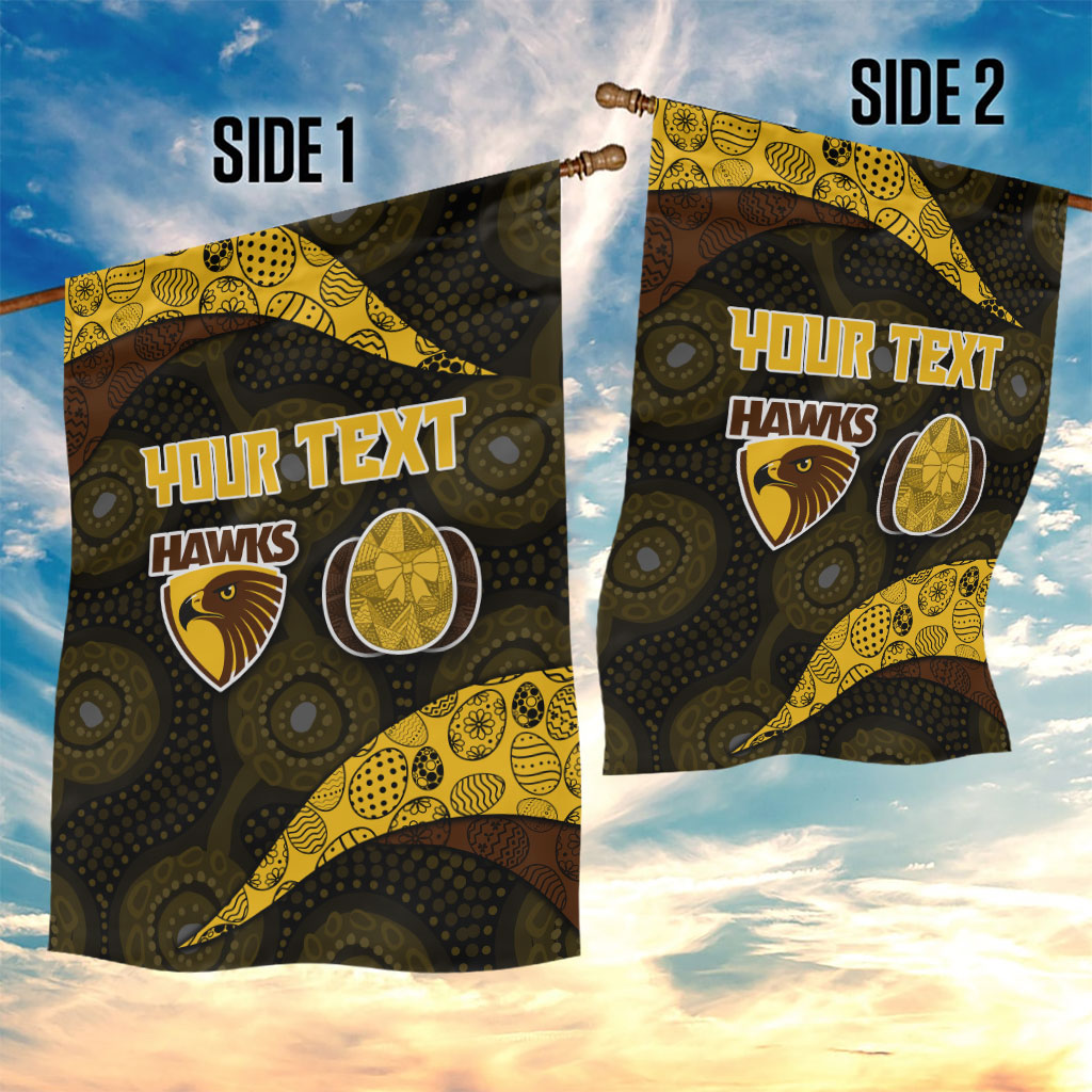Personalized Hawks Football Garden Flag Easter Egg Pattern Brown Gold Tribal Dot Art Style