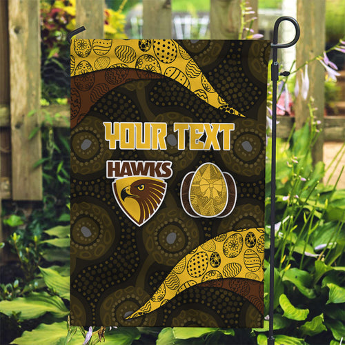 Personalized Hawks Football Garden Flag Easter Egg Pattern Brown Gold Tribal Dot Art Style