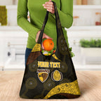 Personalized Hawks Football Grocery Bag Easter Egg Pattern Brown Gold Tribal Dot Art Style