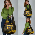 Personalized Hawks Football Grocery Bag Easter Egg Pattern Brown Gold Tribal Dot Art Style