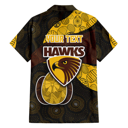 Personalized Hawks Football Hawaiian Shirt Easter Egg Pattern Brown Gold Tribal Dot Art Style