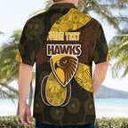 Personalized Hawks Football Hawaiian Shirt Easter Egg Pattern Brown Gold Tribal Dot Art Style