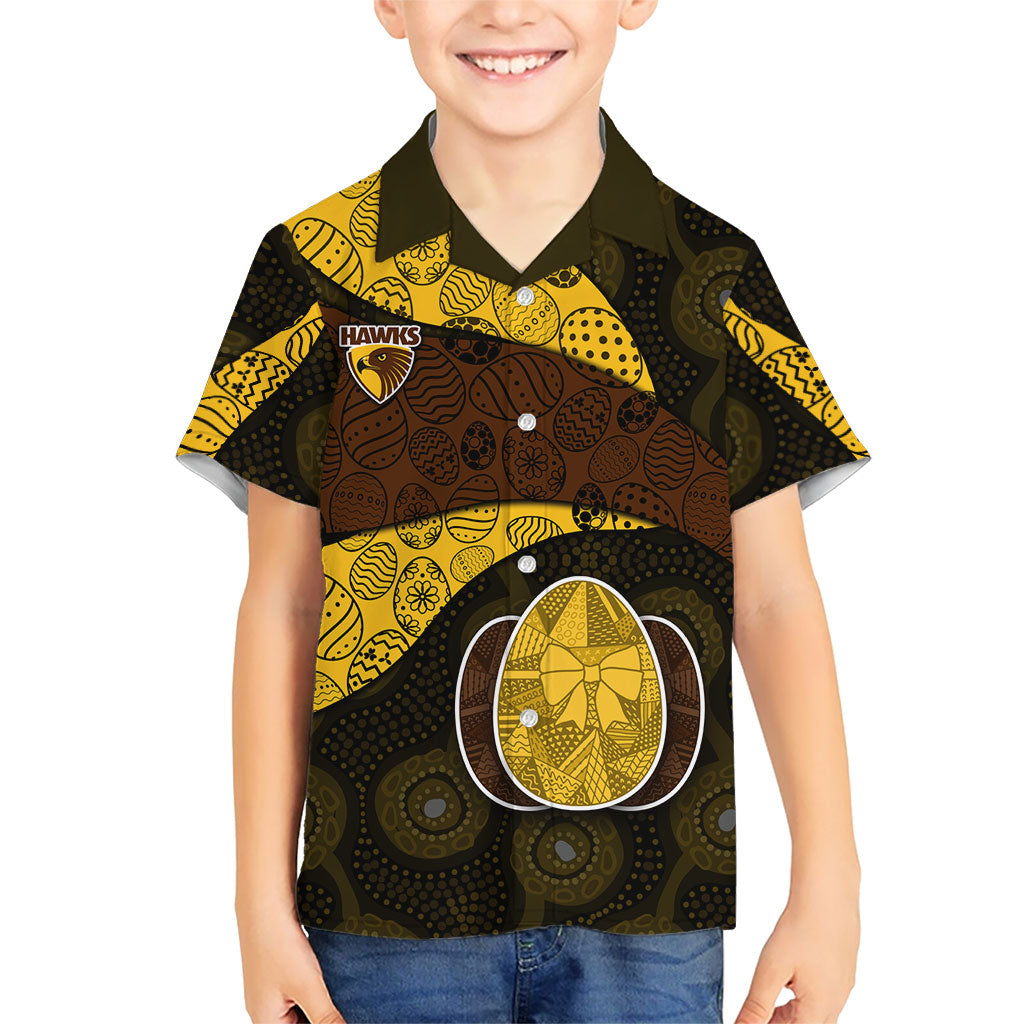 Personalized Hawks Football Hawaiian Shirt Easter Egg Pattern Brown Gold Tribal Dot Art Style