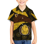 Personalized Hawks Football Hawaiian Shirt Easter Egg Pattern Brown Gold Tribal Dot Art Style