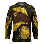Personalized Hawks Football Hockey Jersey Easter Egg Pattern Brown Gold Tribal Dot Art Style