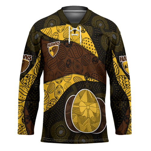 Personalized Hawks Football Hockey Jersey Easter Egg Pattern Brown Gold Tribal Dot Art Style