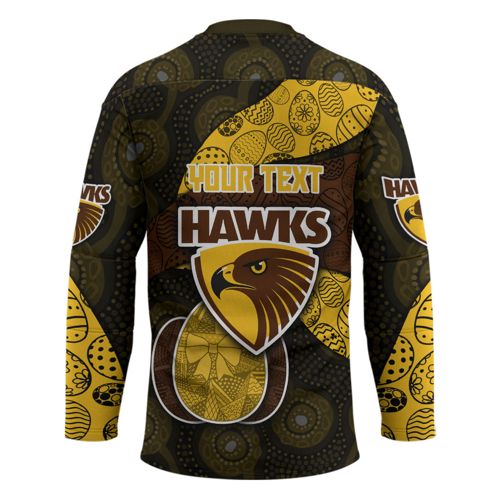 Personalized Hawks Football Hockey Jersey Easter Egg Pattern Brown Gold Tribal Dot Art Style
