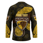 Personalized Hawks Football Hockey Jersey Easter Egg Pattern Brown Gold Tribal Dot Art Style