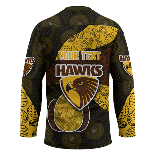 Personalized Hawks Football Hockey Jersey Easter Egg Pattern Brown Gold Tribal Dot Art Style