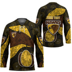 Personalized Hawks Football Hockey Jersey Easter Egg Pattern Brown Gold Tribal Dot Art Style