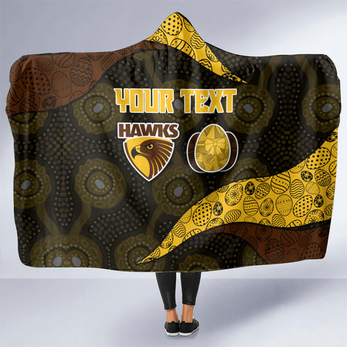 Personalized Hawks Football Hooded Blanket Easter Egg Pattern Brown Gold Tribal Dot Art Style
