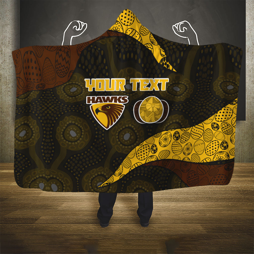 Personalized Hawks Football Hooded Blanket Easter Egg Pattern Brown Gold Tribal Dot Art Style