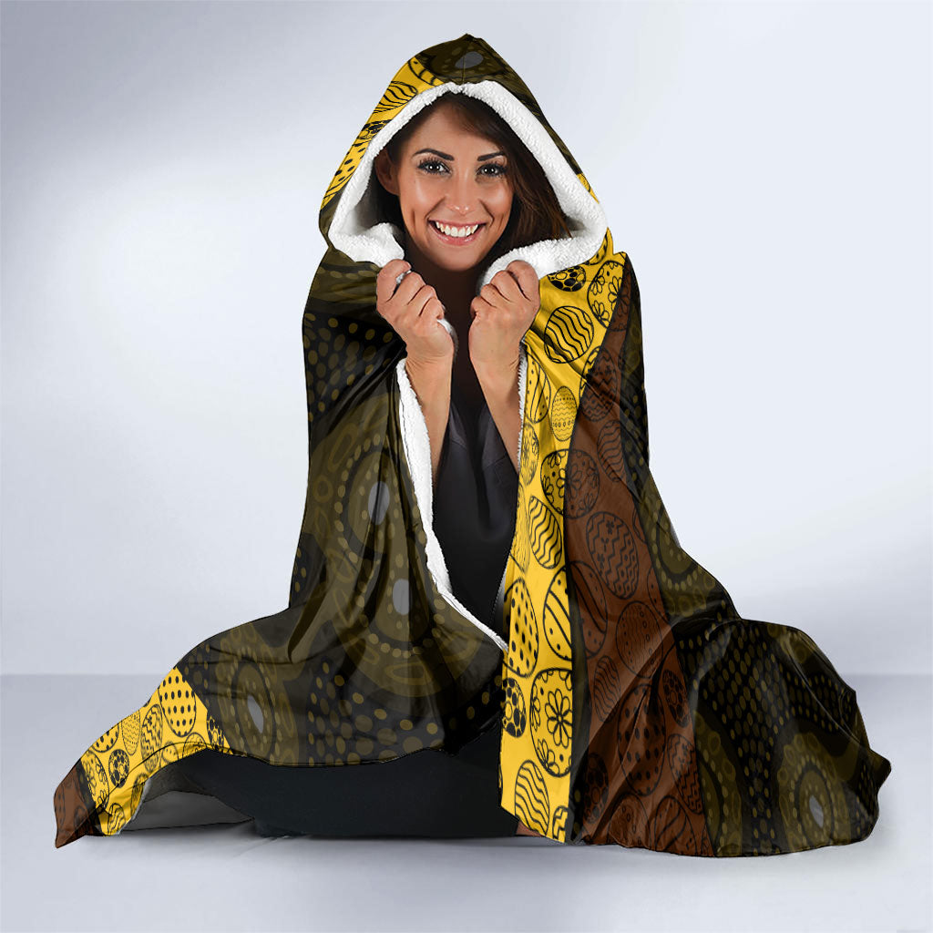 Personalized Hawks Football Hooded Blanket Easter Egg Pattern Brown Gold Tribal Dot Art Style