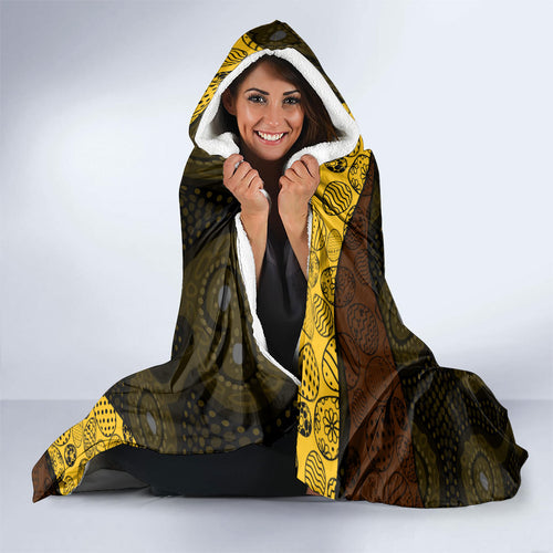 Personalized Hawks Football Hooded Blanket Easter Egg Pattern Brown Gold Tribal Dot Art Style
