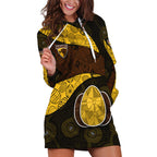 Personalized Hawks Football Hoodie Dress Easter Egg Pattern Brown Gold Tribal Dot Art Style