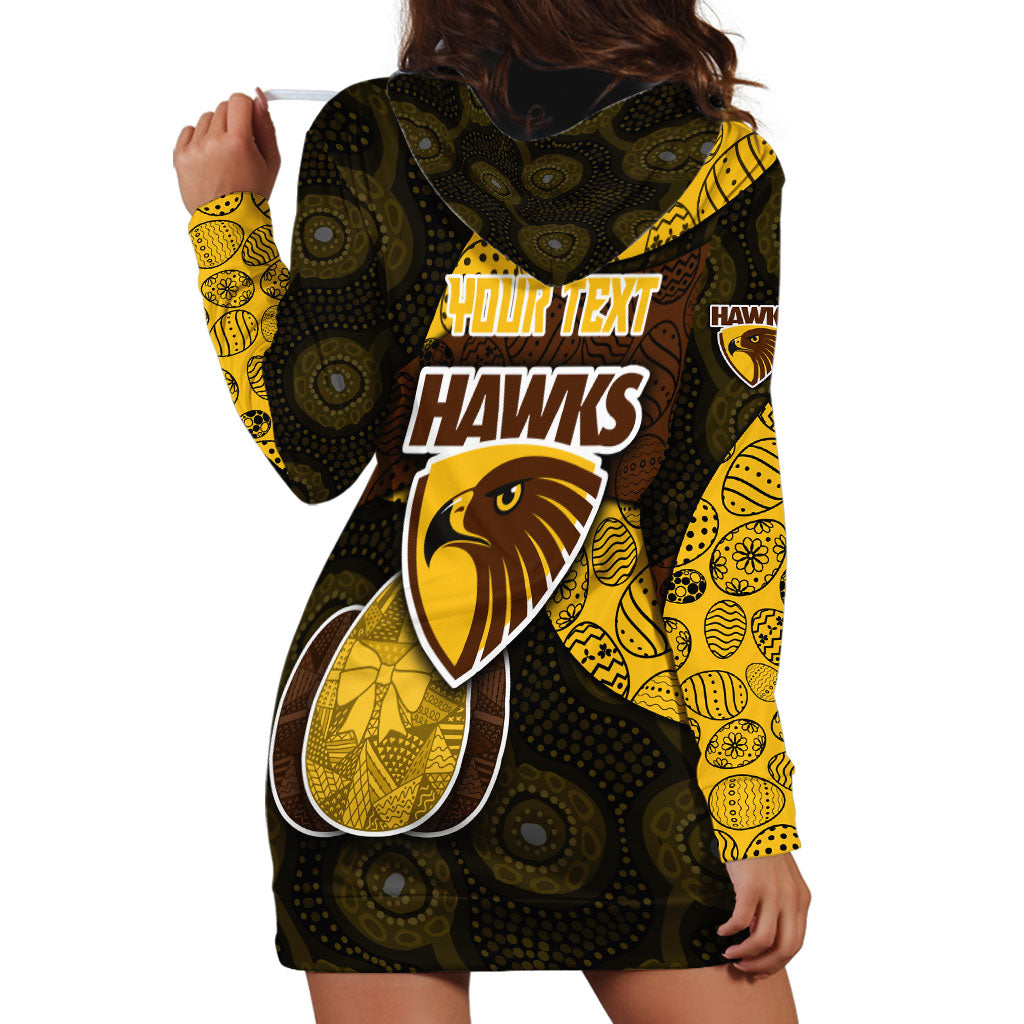 Personalized Hawks Football Hoodie Dress Easter Egg Pattern Brown Gold Tribal Dot Art Style