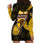 Personalized Hawks Football Hoodie Dress Easter Egg Pattern Brown Gold Tribal Dot Art Style