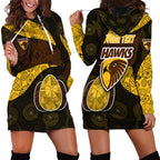 Personalized Hawks Football Hoodie Dress Easter Egg Pattern Brown Gold Tribal Dot Art Style