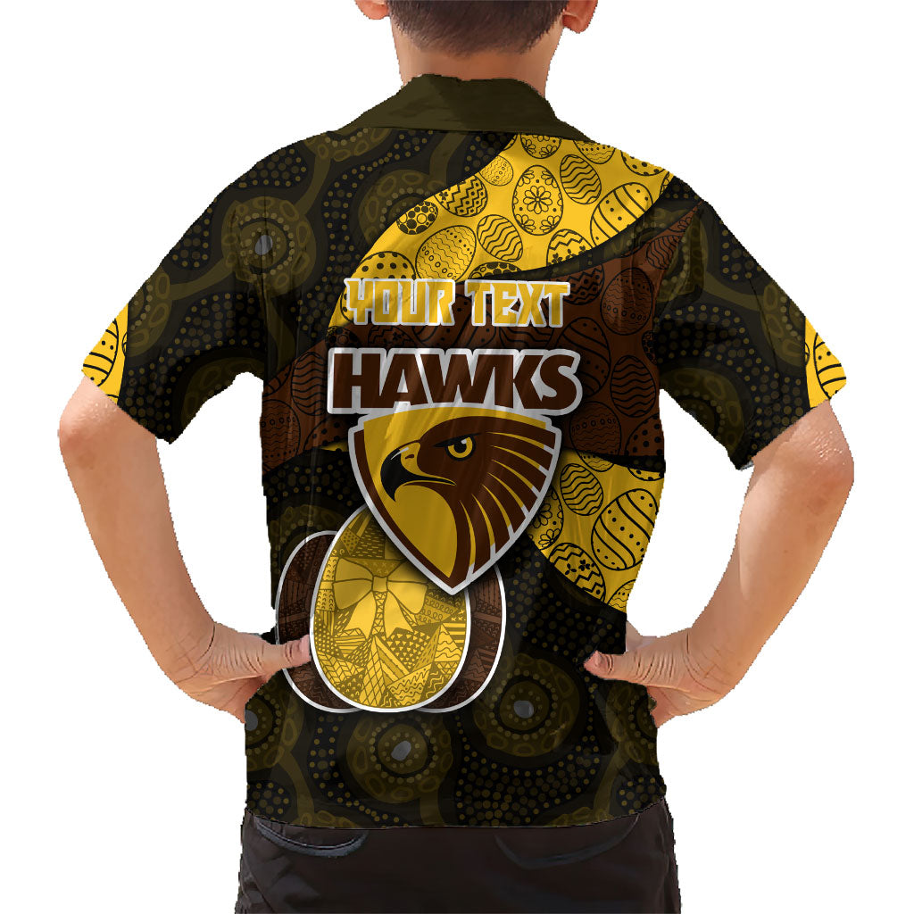 Personalized Hawks Football Kid Hawaiian Shirt Easter Egg Pattern Brown Gold Tribal Dot Art Style