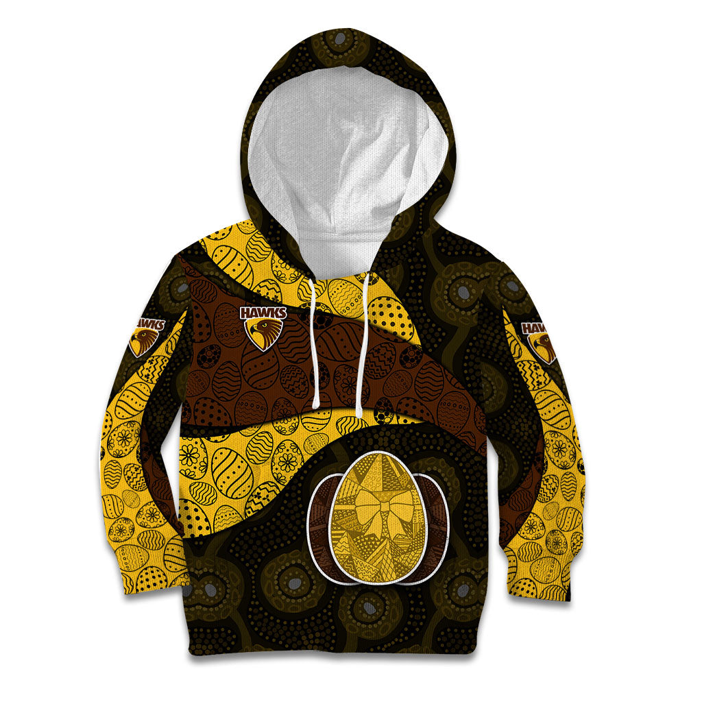 Personalized Hawks Football Kid Hoodie Easter Egg Pattern Brown Gold Tribal Dot Art Style