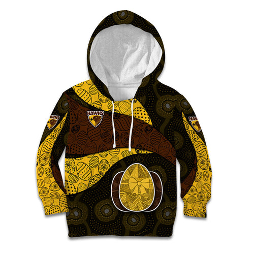 Personalized Hawks Football Kid Hoodie Easter Egg Pattern Brown Gold Tribal Dot Art Style