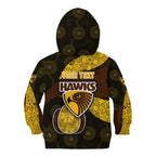 Personalized Hawks Football Kid Hoodie Easter Egg Pattern Brown Gold Tribal Dot Art Style