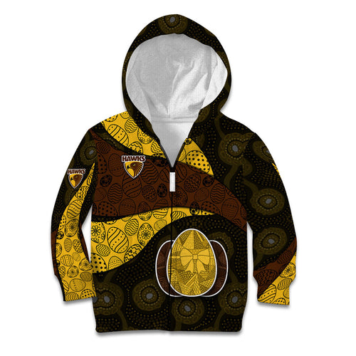 Personalized Hawks Football Kid Hoodie Easter Egg Pattern Brown Gold Tribal Dot Art Style