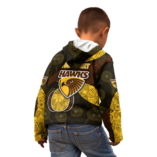 Personalized Hawks Football Kid Hoodie Easter Egg Pattern Brown Gold Tribal Dot Art Style