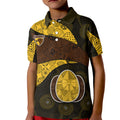 Personalized Hawks Football Kid Polo Shirt Easter Egg Pattern Brown Gold Tribal Dot Art Style