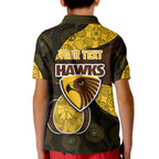 Personalized Hawks Football Kid Polo Shirt Easter Egg Pattern Brown Gold Tribal Dot Art Style